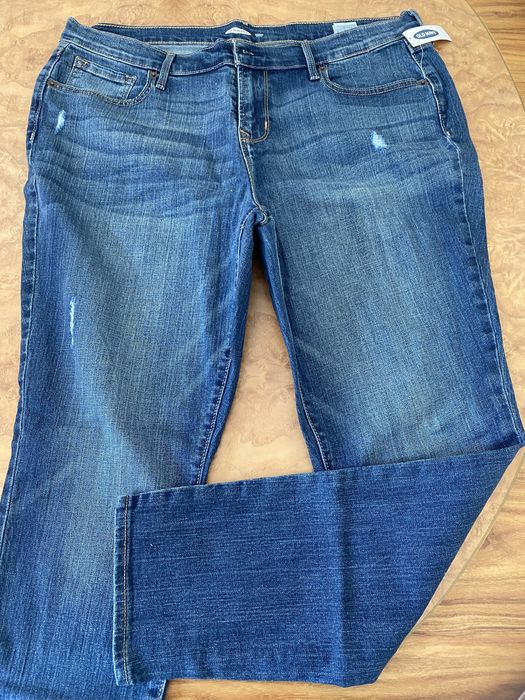 Джинсовые темно синие женские брюки олд нэви, размер14