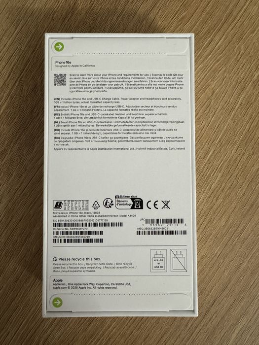 Iphone 16e  Black 128 GB неразпечатан