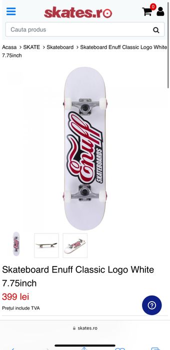 Skateboard Enuff Classic Logo White 7.75inch