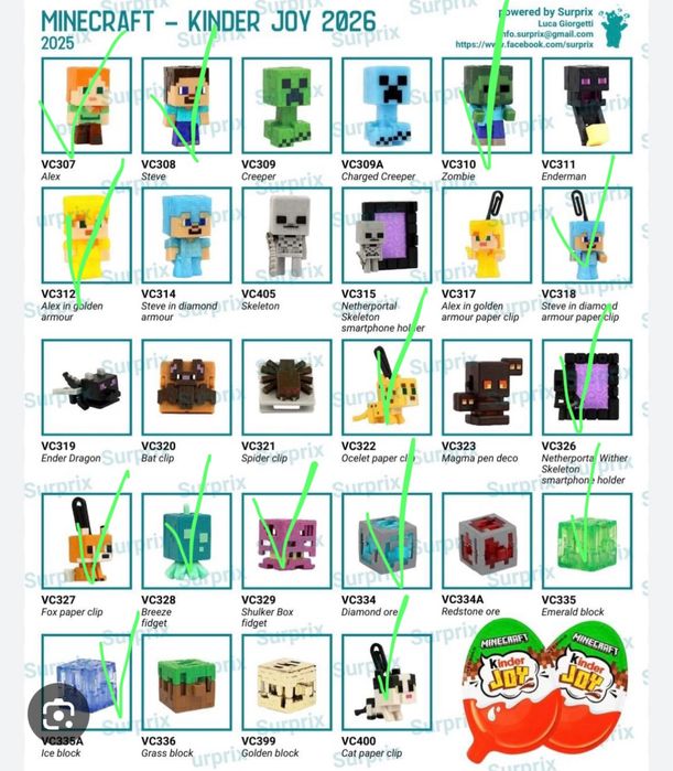 Фигурки маинкрафт kinder joy minecraft