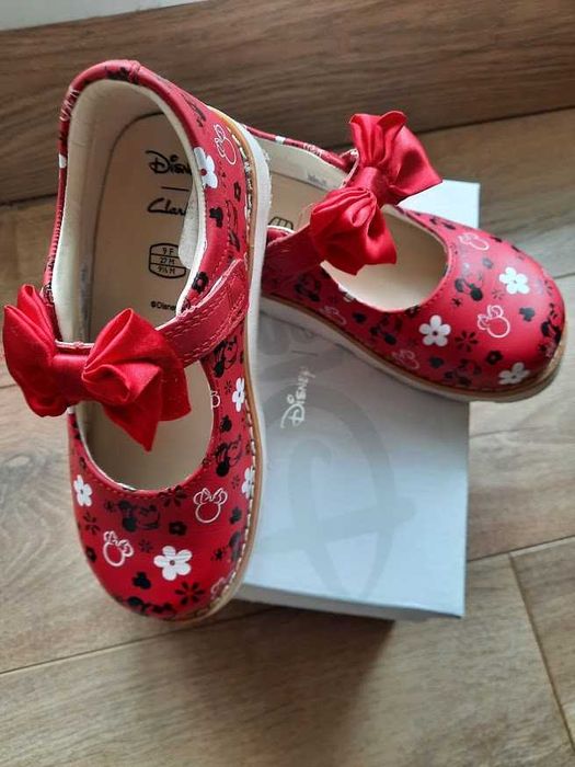 Clarks, Кожени обувки  с панделка, Червен / Черен / Бял, 27 EU