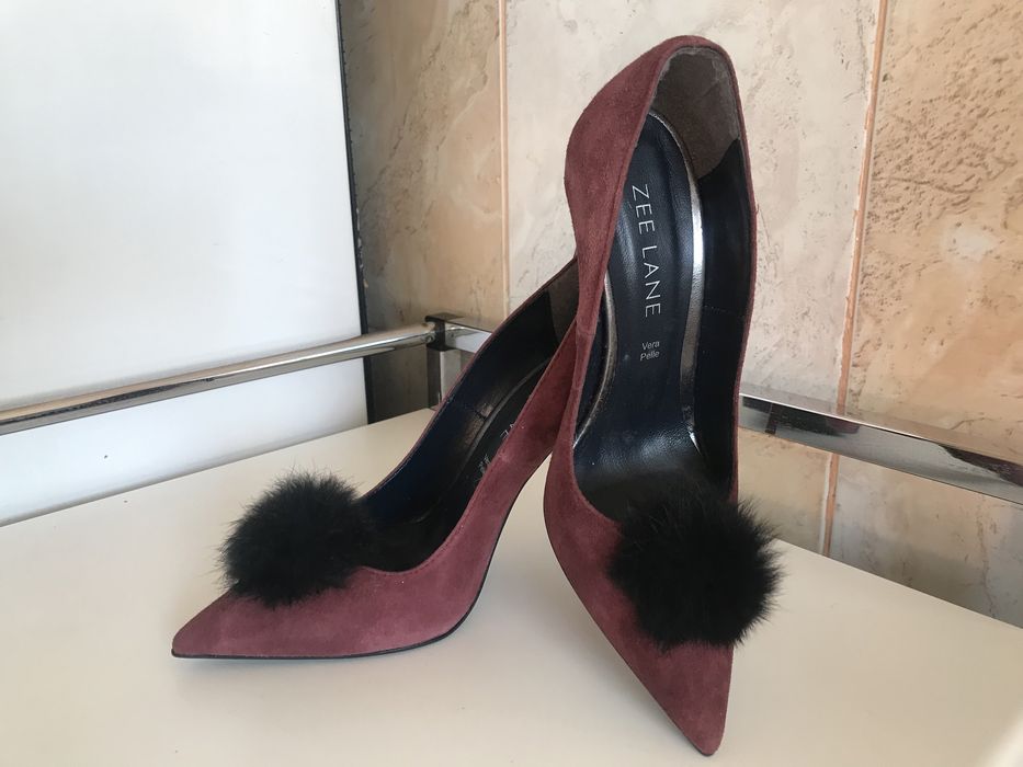 Pantofi Zee Lane stiletto de piele intoarsa Bordeaux,nr37
