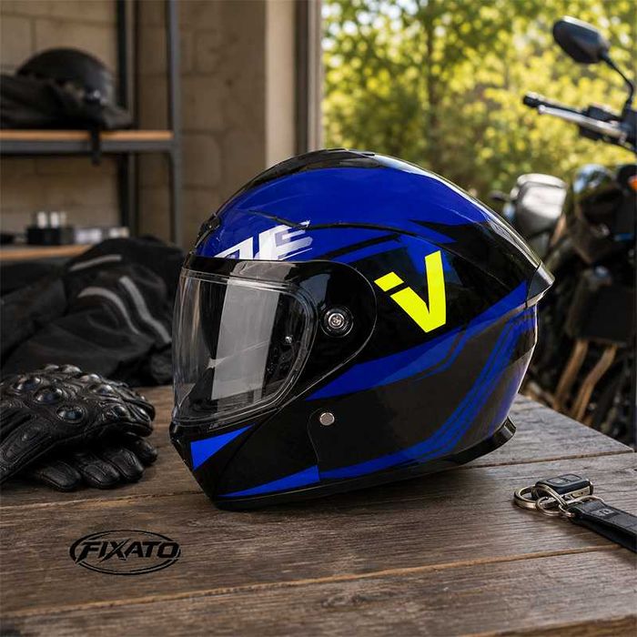 Casca Moto/Scuter Flip-Up, Viziera Dubla, Protectie UV, Albastru Inchis