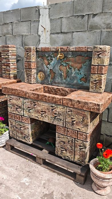 Чешма градинска мивка от щампован бетон