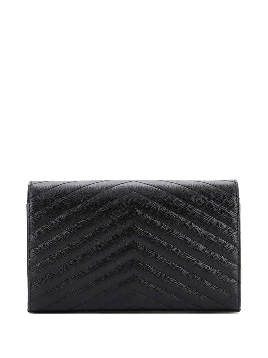 Saint Laurent черный кожаный клатч Cassandre