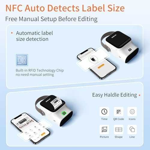 Нов Преносим Bluetooth термален принтер за етикети с ролка 150 броя