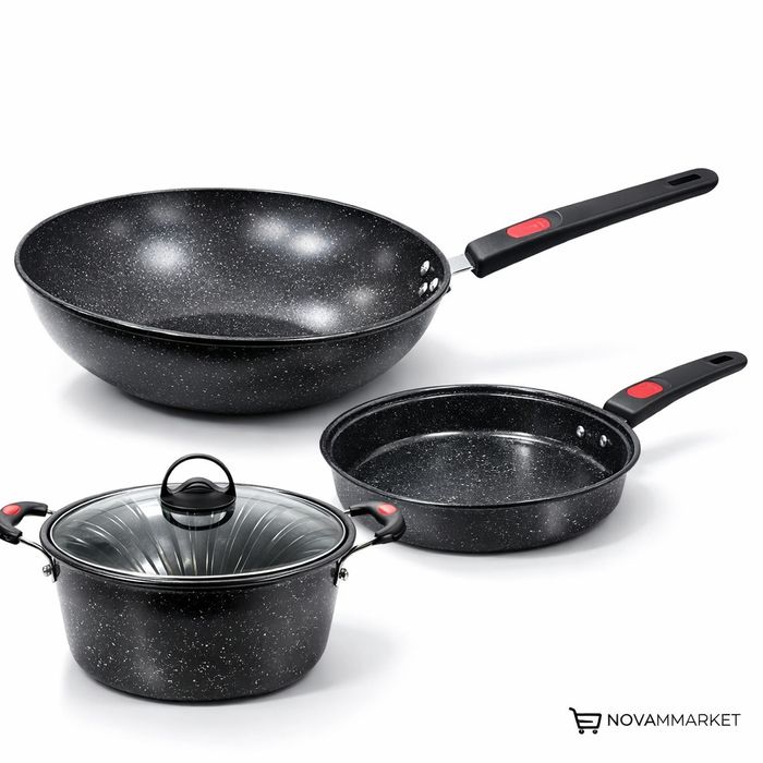 посуды 3в1 с гранитным покрытием 30/24/24 см