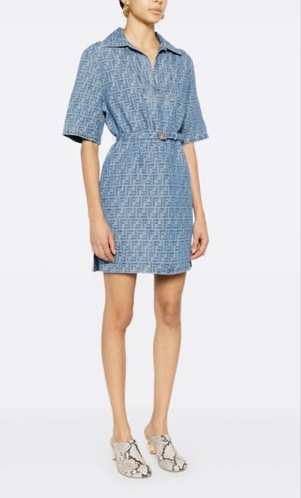 FENDI Ff-Motif Belted Mini Dress Оригинална Рокля, Нова