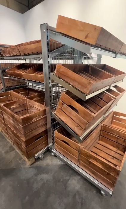 Стелаж - количка за плодове и зеленчуци Wanzl с 3 рафта, 135х93х161 см