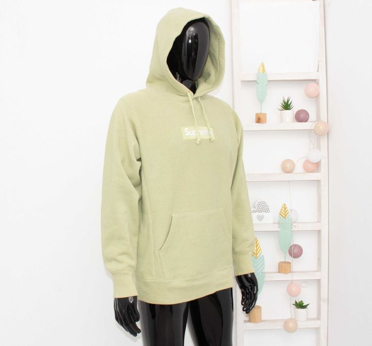 Supreme Box Logo оригинален мъжки суичър зелен sage green худи M