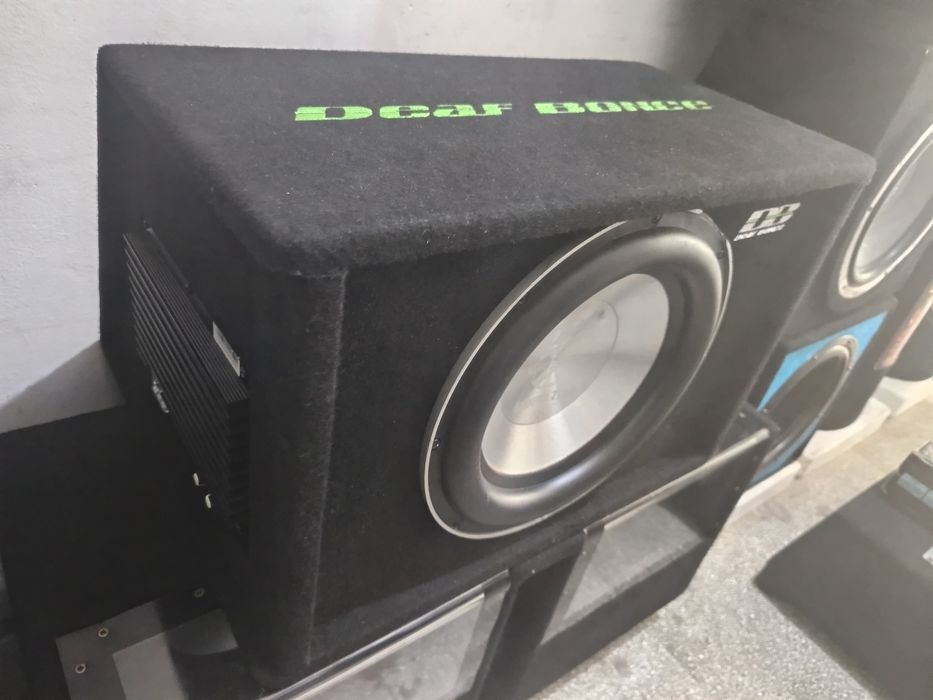 Subwoofer auto activ deaf bonce difuzor ground zero 800 w rms bass audio masina amplificat