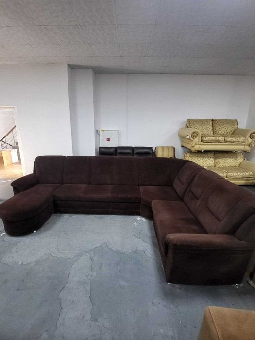 ПРОМОЦИЯ!!! Кафяв ъглов диван от плат с функция сън "PP-QL11014"