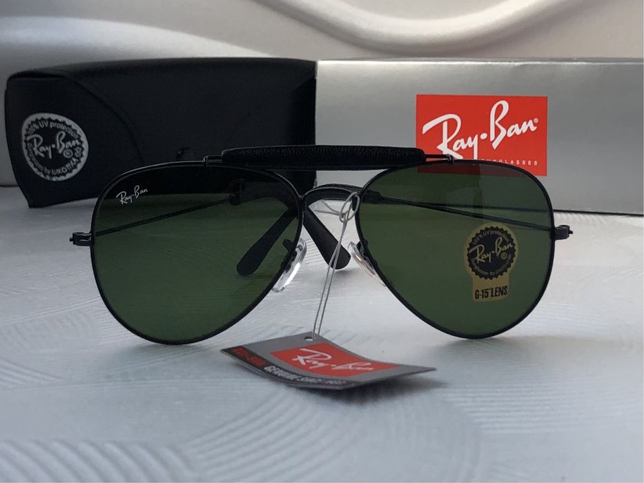 Мъжки слънчеви очила авиатор с кожа минерално стъкло 6 цвята