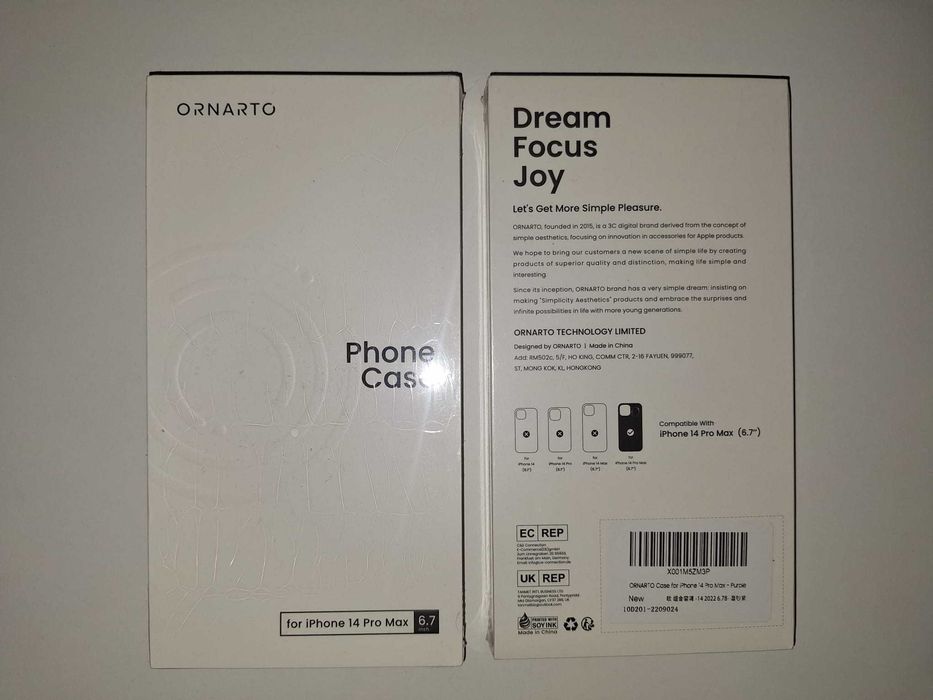 Huse Premium ORNARTO iPhone 14 Pro Max / 14 Pro - Noi, în ambalaj original