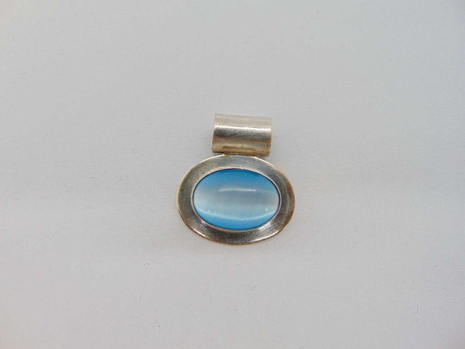 Pandantiv din argint cu ochi de pisica albastru, Mexic