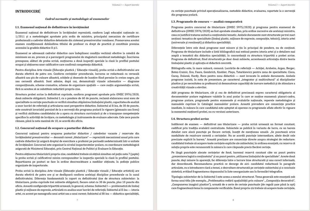 Arte vizuale (Educatie plastica / Educatie vizuala / Educatie artistica). Volumul I –Pregatire teoretica integrala Titularizare si Definitivare