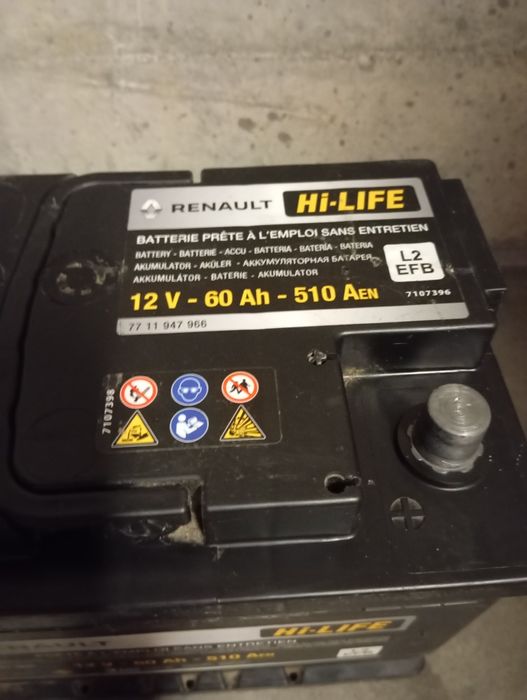 Baterie auto Renault 60 amperi EFB merge și pe mașini Start Stop l