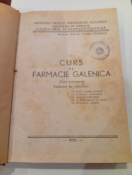 Raritate 1950 – Curs de Farmacie Galenică – Prof. Dr. C. Popescu (IMF