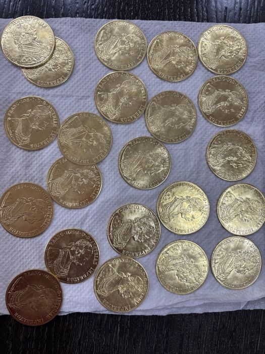 Vand monede placate cu aur de 24k Frank Iosif 4 ducat