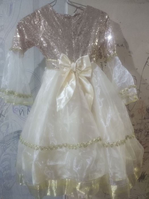 Платье национальное с пайетками штаны атлас