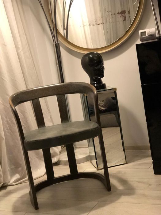 Mid century 4 scaun birou dining piele lemn