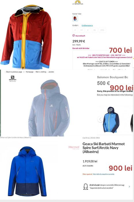 Geaca ski de tura Salomon Marmot Dynafit Millet Mammut