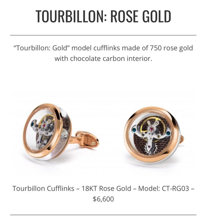 Луксозни ръкавели Tourbillon от 18К розово злато – Швейцария