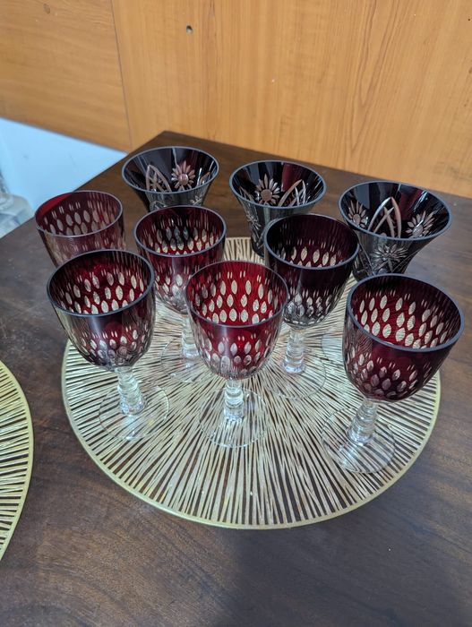 Set pahare cristal roșu (rubin)