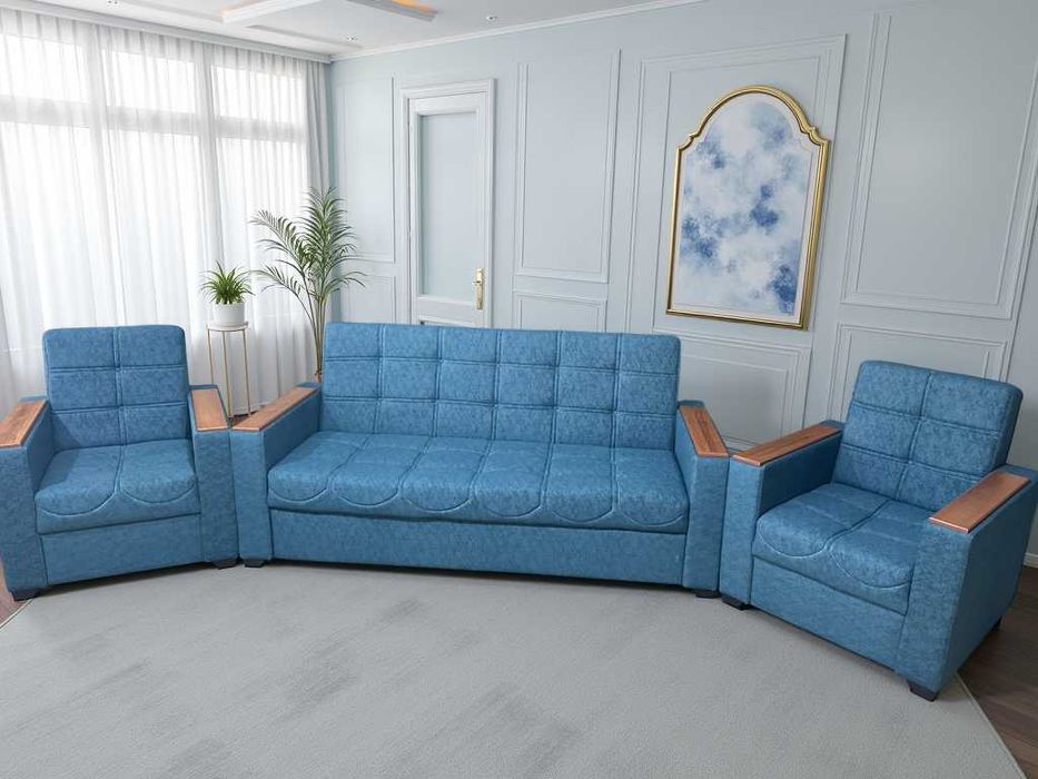 Диван «тройка» с креслами, раскладной, Divan kreslo troyka yotadigan