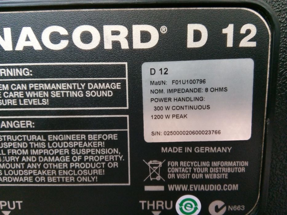 Dynacord D12 boxe pasive ca fbt rcf montarbo Electro Voice