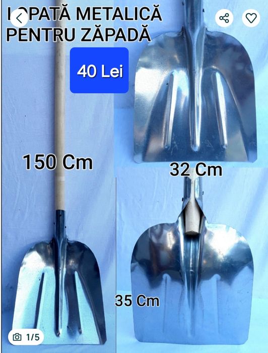 Lopeti pentru zăpadă din metal cu coda din lemn NOI 40 Lei