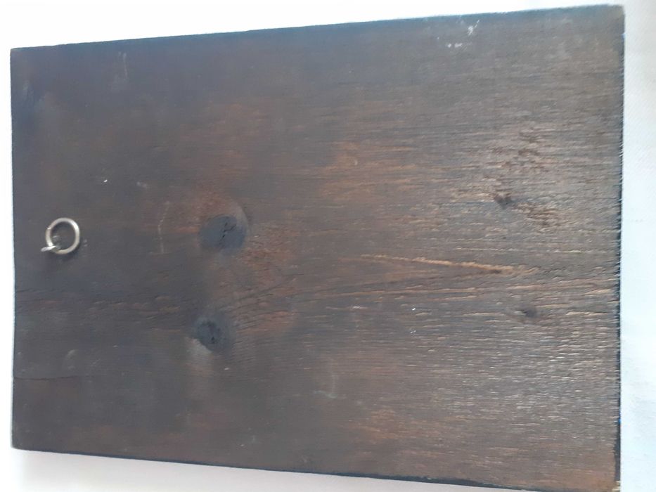 icoana lemn Maica Domnului cu Pruncul Isus 37/26 cm semnata datata 1983