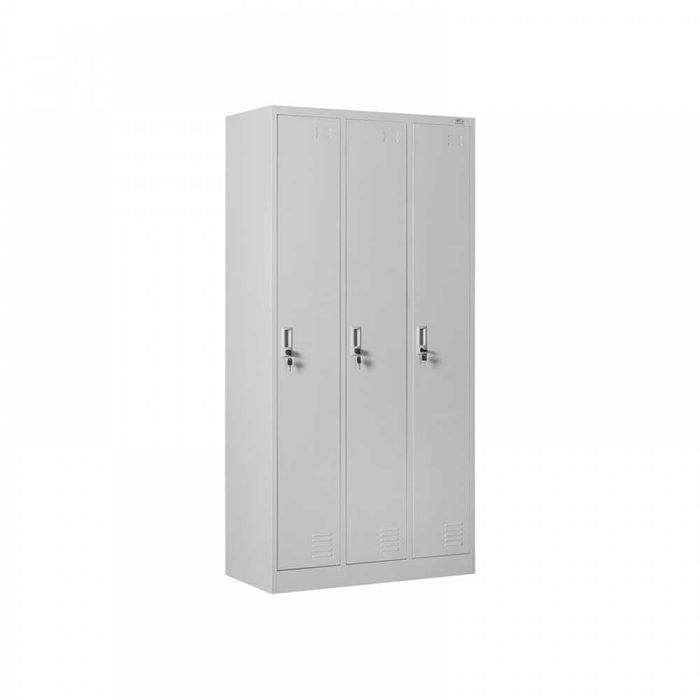Троен метален шкаф за съблекалня 185х90х45см