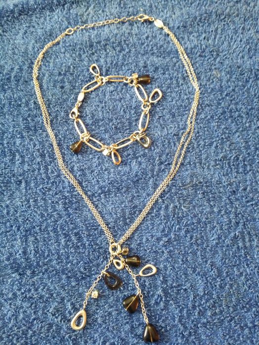 Lant/colier+bratara/charm argint 925 fossil