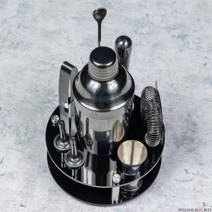 Set cocktail shaker, 9 piese, negru, Klausberg