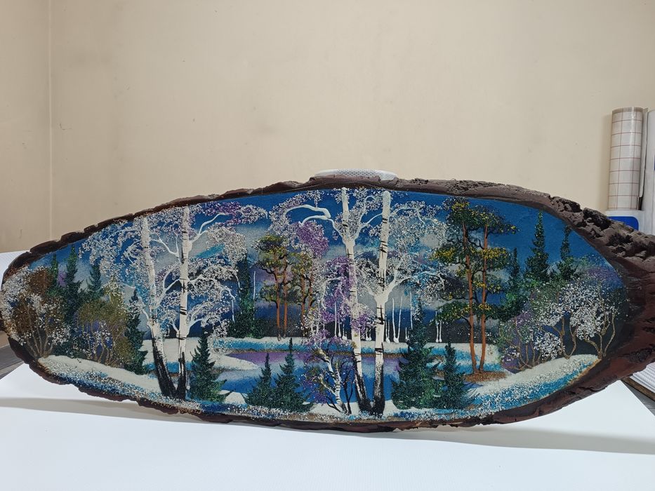 Картина из среза дерева