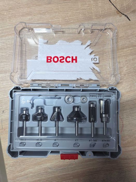 Bosch Accesorii - Set de freze 8 mm cu ax Trim&Edging, 6 buc, 2607017469