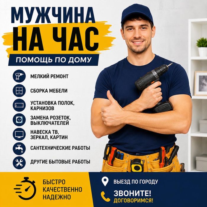 Мужчина на час , мастер ремонт , электрик , сантехник