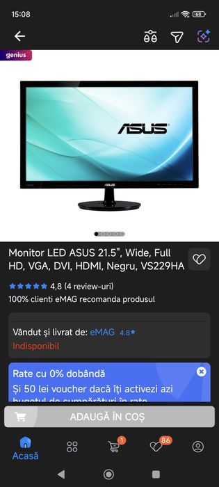 Monitoare Asus VS229HA cu suporți de perete