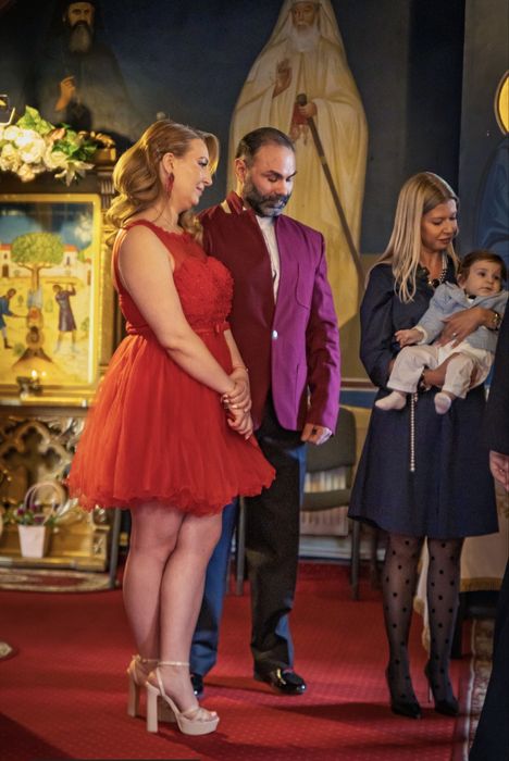 Rochie eleganta cu tul, rosie, 38(M)