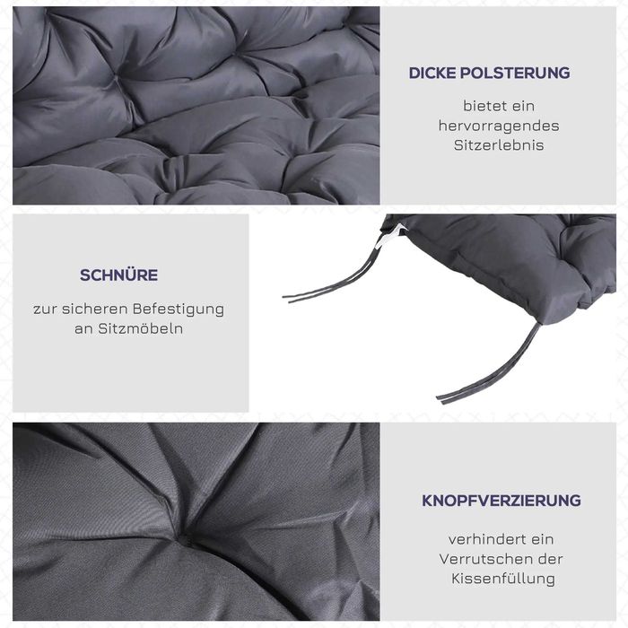 Outsunny възглавница за 2-местна пейка,  100 x 98 x 8 см