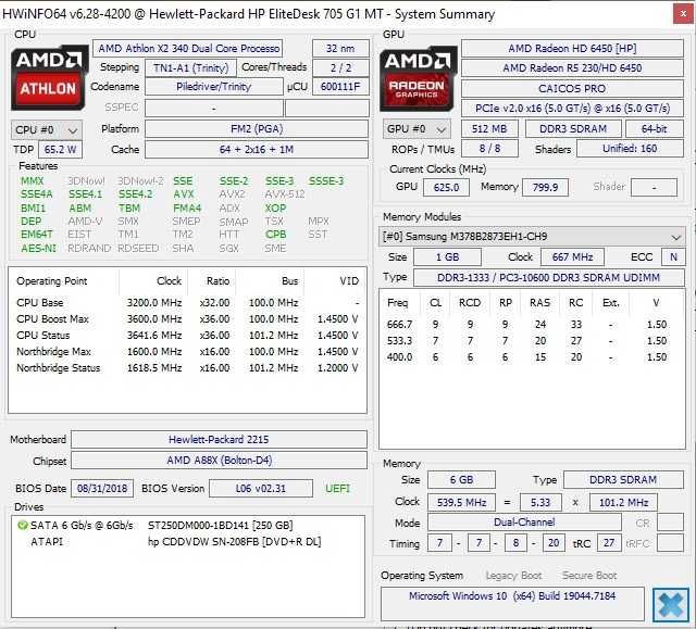 Calculator Unitate PC HP EliteDesk AMD 3.6 Ghz Windows 10