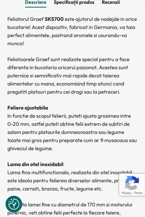 Feliator electric, Graef, SKS700, inox, SIGILAT, pret lichidare stoc