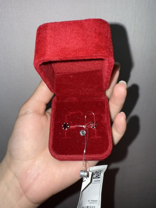 Гранатовые Серьги, серебро 925