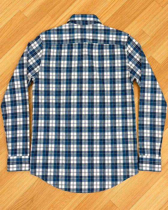 Cămașă Tommy Hilfiger bărbați Slim Fit, carouri albastre și albe, bumbac, mânecă lungă, mărimea S
