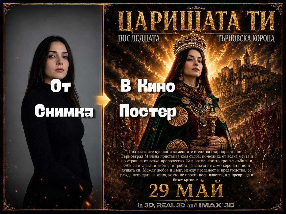 Подарък за жена | Персонализиран филмов постер с нейното лице
