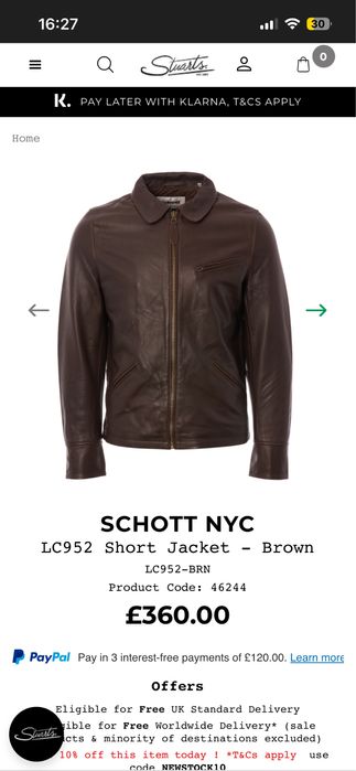SCHOTT NYC Leather Jacket - Brown Men M
