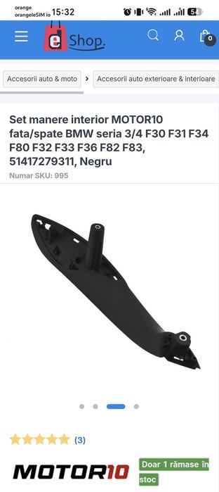 Set manere usi interioare BMW Seria 3 GT Seria 4 F34 F36 2011-2019