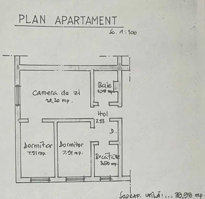 Vand apartament  3 camere  semidecomdat