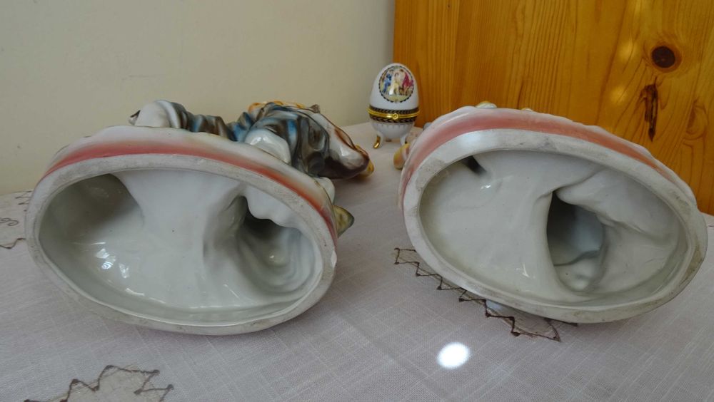 Големи порцеланови фигури. Майолика Италия втора половина на 20 век.